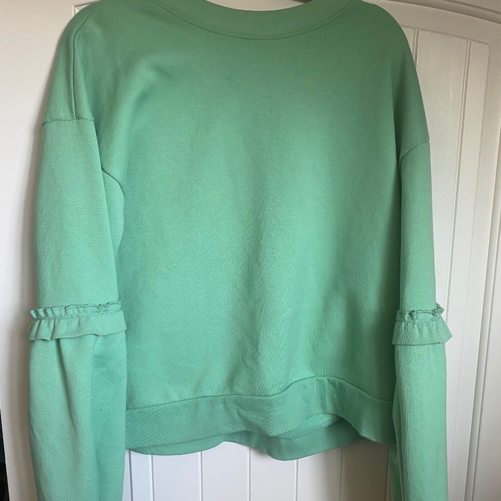 Topshop Ruffle Oversized Crewneck